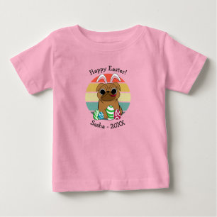 T-shirt Pour Bébé Joyeux Carlin de Pâques mignon avec des oreilles d
