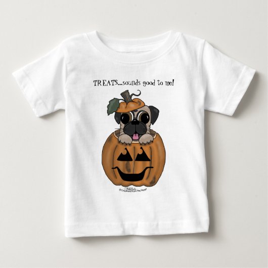 T-shirt Pour Bébé Joyeux Carlin d'Halloween dans Jack O'Lantern (Devant)