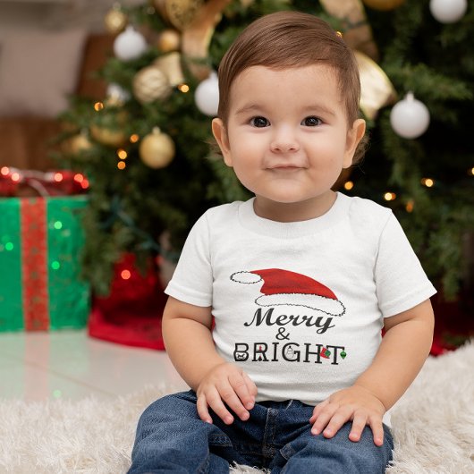 T-shirt Pour Bébé Joyeux et lumineux Noël au Père Noël