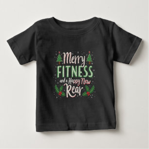 T-shirt Pour Bébé Joyeux Fitness et Bonne Année Nouvel Arrière Muscu