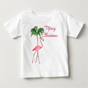 T-shirt Pour Bébé Joyeux Flamant rose de Noël