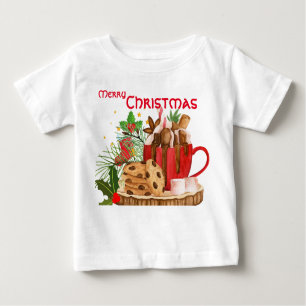 T-shirt Pour Bébé Joyeux gâteaux de bonbons de Noël Thème