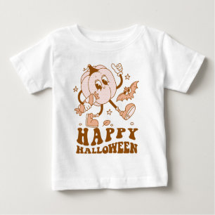 T-shirt Pour Bébé Joyeux Halloween  Citrouille de points de Polka ré
