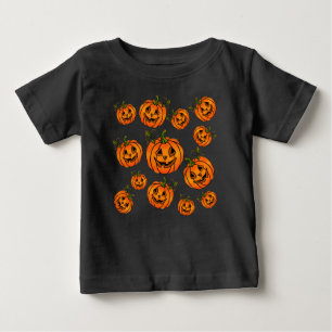 T-shirt Pour Bébé Joyeux Halloween jack-o-lanterne, tour à traiter