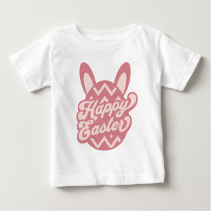 T-shirt Pour Bébé Joyeux lapin de Pâques rose