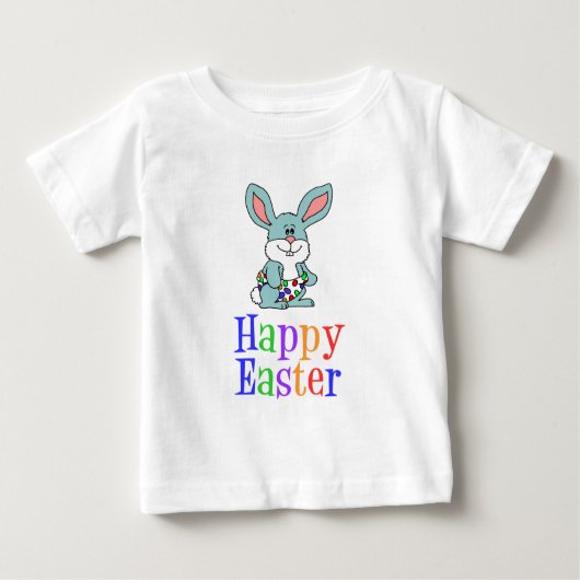 T-shirt Pour Bébé Joyeux lapin en caricature de Pâques (Devant)