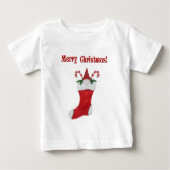 T-shirt Pour Bébé Joyeux Noël Adorable Gnome en rouge Stocking (Devant)