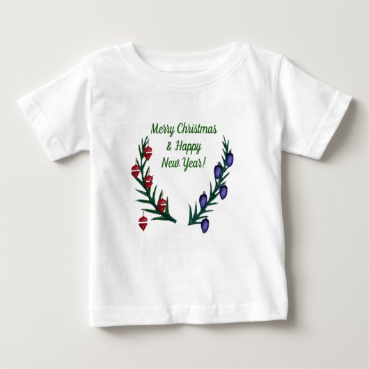 T-shirt Pour Bébé Joyeux Noël, Bonne année (Devant)