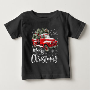 T-shirt Pour Bébé Joyeux Noël Camion Rouge Famille Matching Noël
