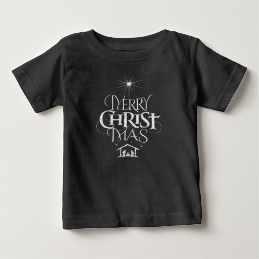 T-shirt Pour Bébé Joyeux Noël chrétien Noir Chalk (Devant)