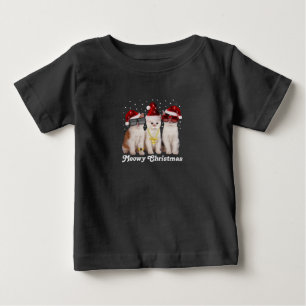 T-shirt Pour Bébé Joyeux Noël Cute Chat avec Père Noël