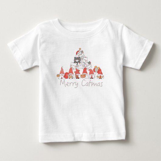T-shirt Pour Bébé Joyeux Noël de Noël de Noël de Catmas (Devant)