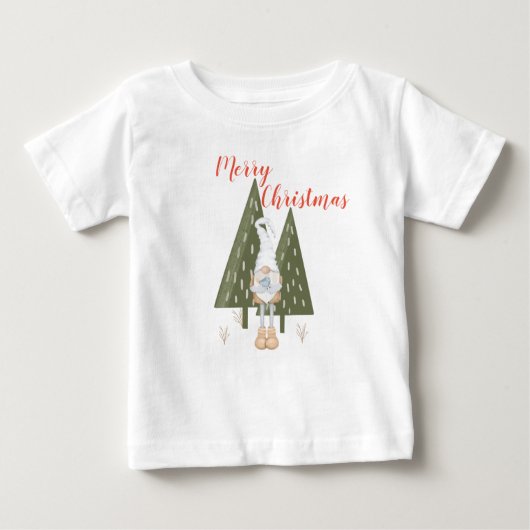 T-shirt Pour Bébé Joyeux Noël Gnome Assorti Mignon (Devant)
