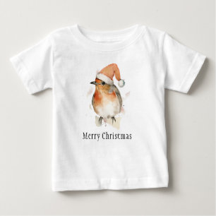 T-shirt Pour Bébé Joyeux Noël hiver Robin Bird Wildlife Style