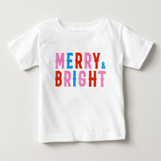 T-shirt Pour Bébé Joyeux Noël, Joyeux et lumineux (Devant)