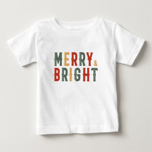 T-shirt Pour Bébé Joyeux Noël, Joyeux et lumineux (Devant)