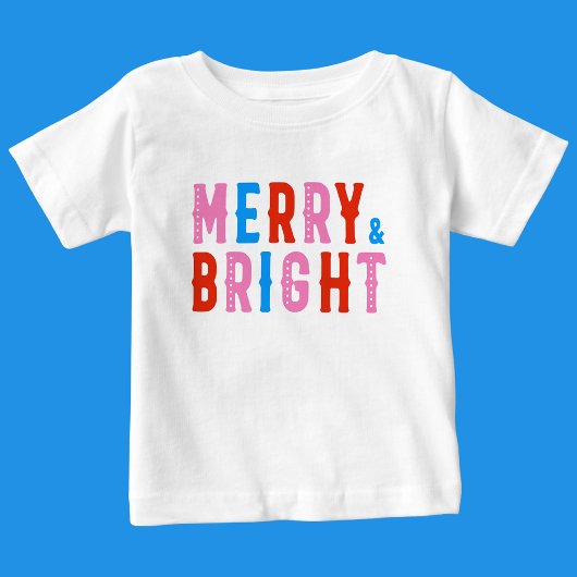 T-shirt Pour Bébé Joyeux Noël, Joyeux et lumineux