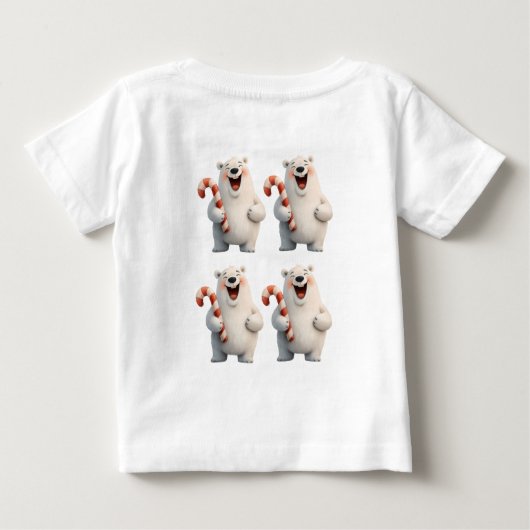 T-shirt Pour Bébé Joyeux Noël mignon Ours Polaire Design (Dos)