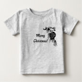 T-shirt Pour Bébé Joyeux Noël Pine Cône noir et blanc Chemise (Devant)