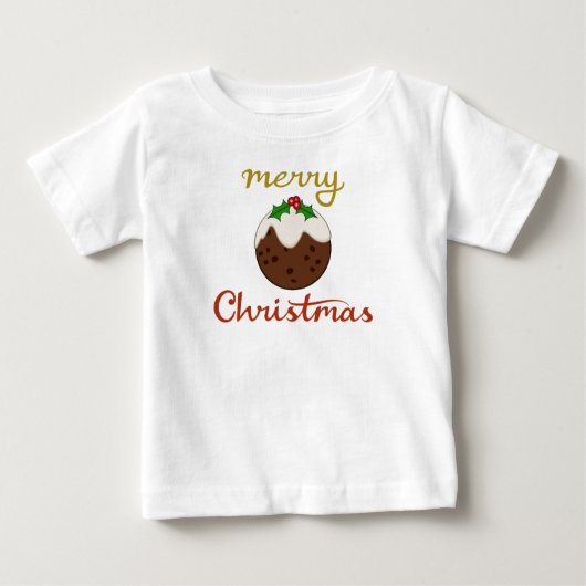 T-shirt Pour Bébé Joyeux Noël+Pudding Design (Devant)