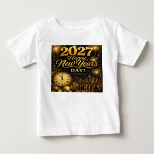 T-shirt Pour Bébé Joyeux Nouvel An 2027   Feux d'Artifice Luxueux en