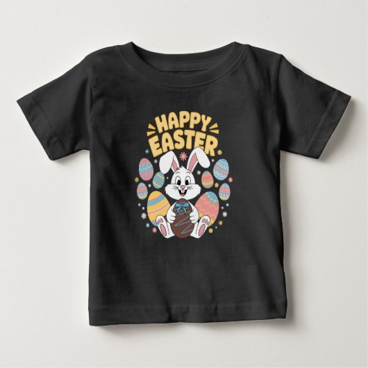 T-shirt Pour Bébé Joyeux Pâques 2025 Oeufs Lapin mignon lapin lapin (Devant)
