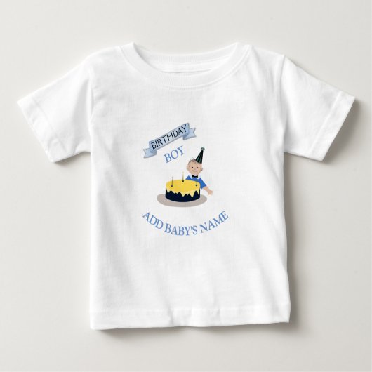 T-shirt Pour Bébé Joyeux premier anniversaire mignon bébé garçon Cus (Devant)