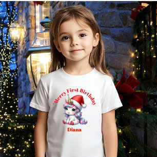 T-shirt Pour Bébé Joyeux premier anniversaire Noël Baby Cadeau