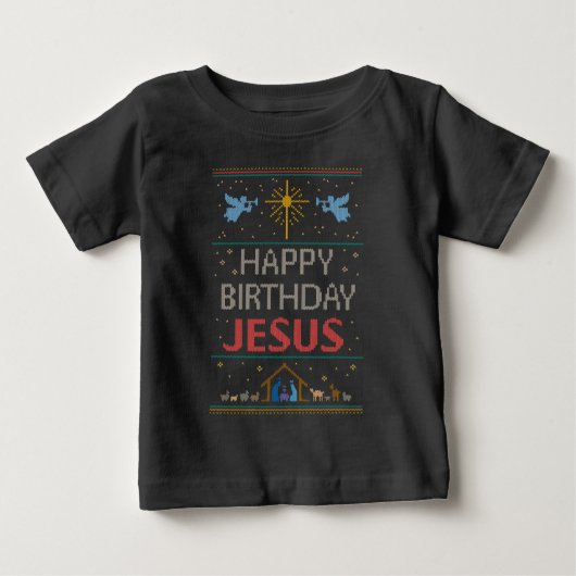 T-shirt Pour Bébé Joyeux pull de Noël Joyeux Joyeux Anniversaire Jés (Devant)