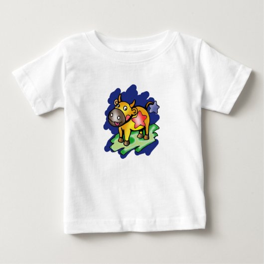T-shirt Pour Bébé Joyeux Taurus Bleu avec dessin de l'étoile rouge (Devant)