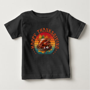 T-shirt Pour Bébé Joyeux thanksgiving dinde saison automnale automne