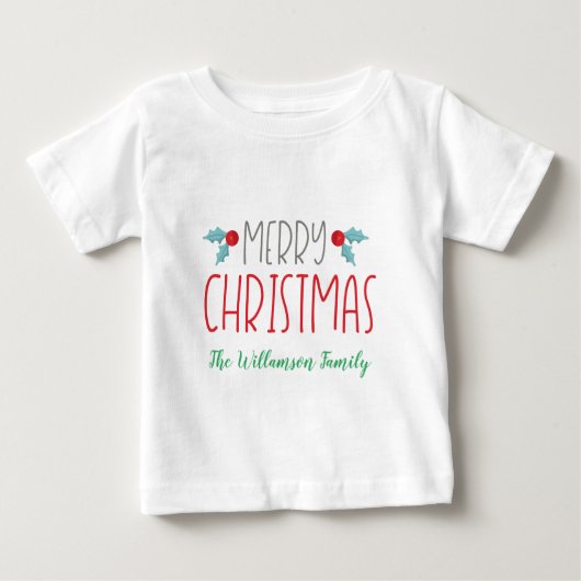 T-shirt Pour Bébé Joyeux thème de la famille de Noël (Devant)