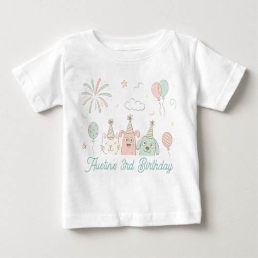 T-shirt Pour Bébé Joyeux Trois Ans Anniversaire (Devant)