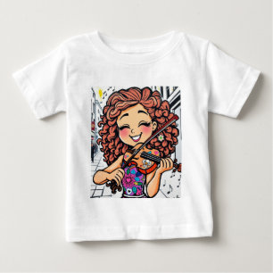 T-shirt Pour Bébé Joyeux violon, dessin de fille pour les mélomanes