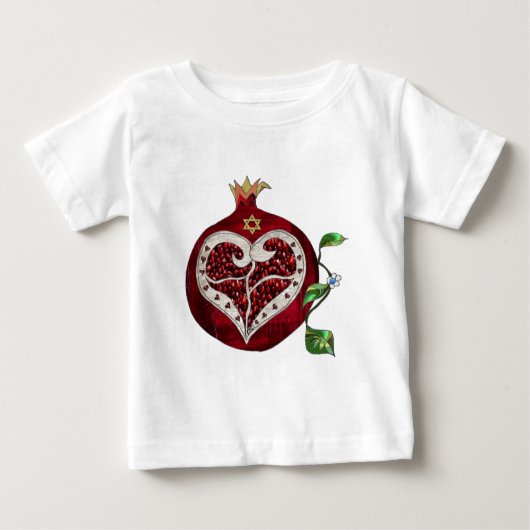 T-shirt Pour Bébé Judaica Pomegranate Heart Hanoukka Rosh Hashanah (Devant)