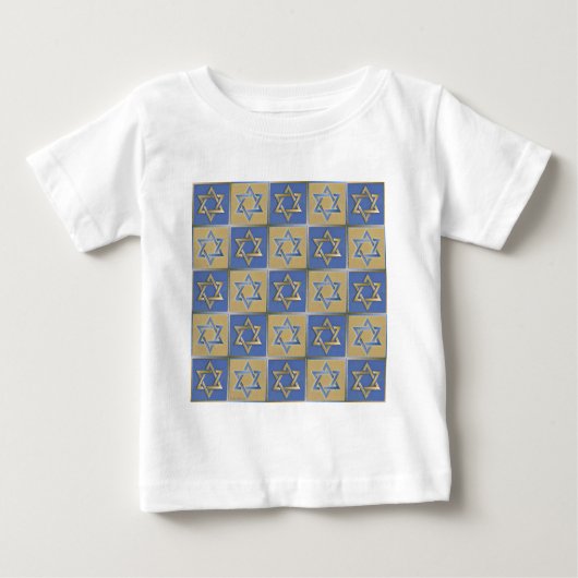 T-shirt Pour Bébé Judaica Star de David Metal Gold Blue (Devant)