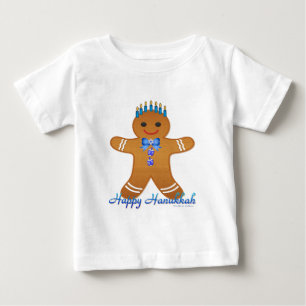 T-shirt Pour Bébé Judaïque Hanoukka Gingerbread Homme Menorah