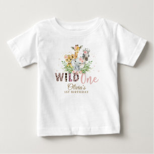 T-shirt Pour Bébé Jungle Animal Wild ONE Girl 1er Anniversaire tenue