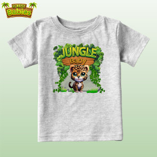 T-shirt Pour Bébé Jungle Baby Leopard, mignonne Wildlife Kitty Cat �