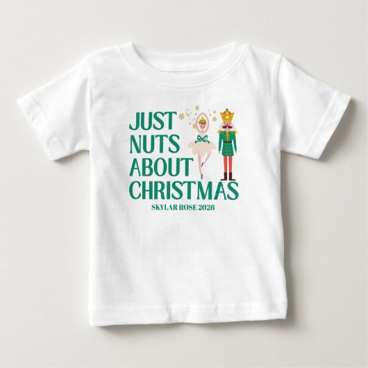 T-shirt Pour Bébé Just Nuts About Christmas Nutcracker Ballerina  (Devant)