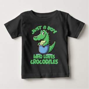 T-shirt Pour Bébé Juste Un Garçon Qui Aime Les Crocodiles