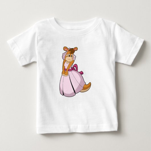 T-shirt Pour Bébé Kangourou en mariée avec une robe de mariée (Devant)