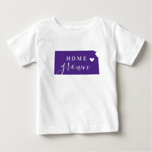 T-shirt Pour Bébé Kansas Fièrement Originaire Violet et Blanc