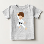 T-shirt Pour Bébé Karate Boy, joli garçon, ceinture noire, cheveux b (Devant)