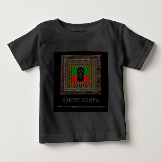 T-shirt Pour Bébé Karibu Kenya : Les couleurs vives du drapeau natio (Devant)