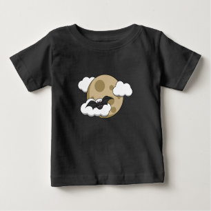 T-shirt Pour Bébé Kawaii Happy Bat Voler sur la Pleine lune