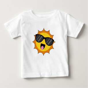 T-shirt Pour Bébé Kawaii Joyeux soleil avec lunettes de soleil