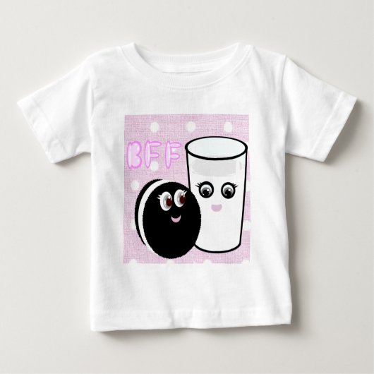 T-shirt Pour Bébé Kawaii meilleurs amis pour toujours lait et biscui (Devant)