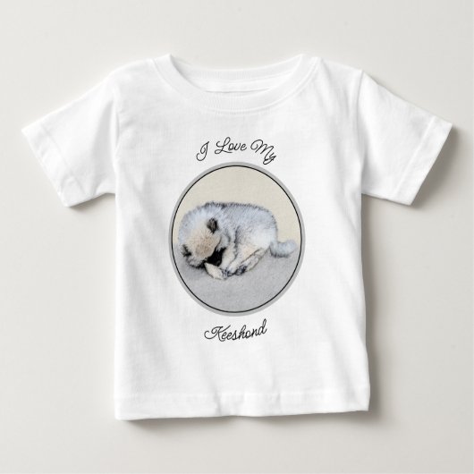 T-shirt Pour Bébé Keeshond Sleeping Puppy Peinture Chien Art origina (Devant)