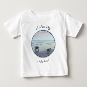 T-shirt Pour Bébé Keeshonds at the Seashore Peinture Dog Art